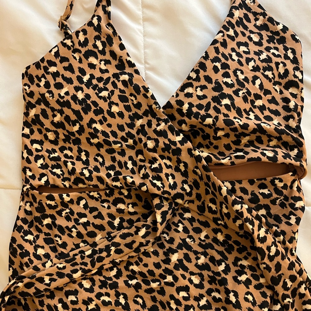 Aerie Leopard One Piece Bathing Suit with Tie
